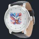 Montre Aigle Patriotique Américain Rouge Blanc Bleu<br><div class="desc">Illustration de l'aigle américain patriotique rouge blanc et bleu.</div>