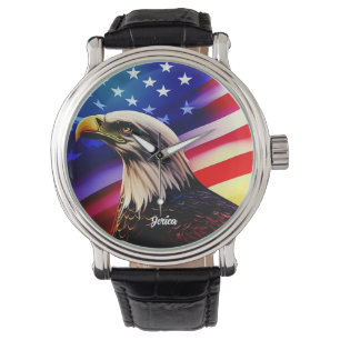 Montre Aigle patriotique rouge, blanc et bleu