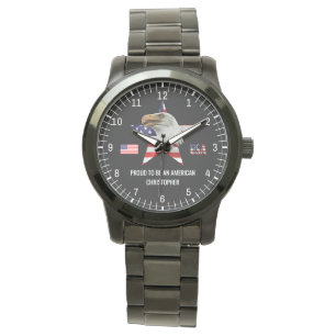 Montre Aigle Vigilant, Drapeau Américain, Patriotique