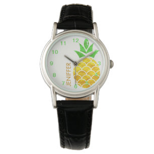 Montre Aiguille d'été personnalisée Or ananas géomét