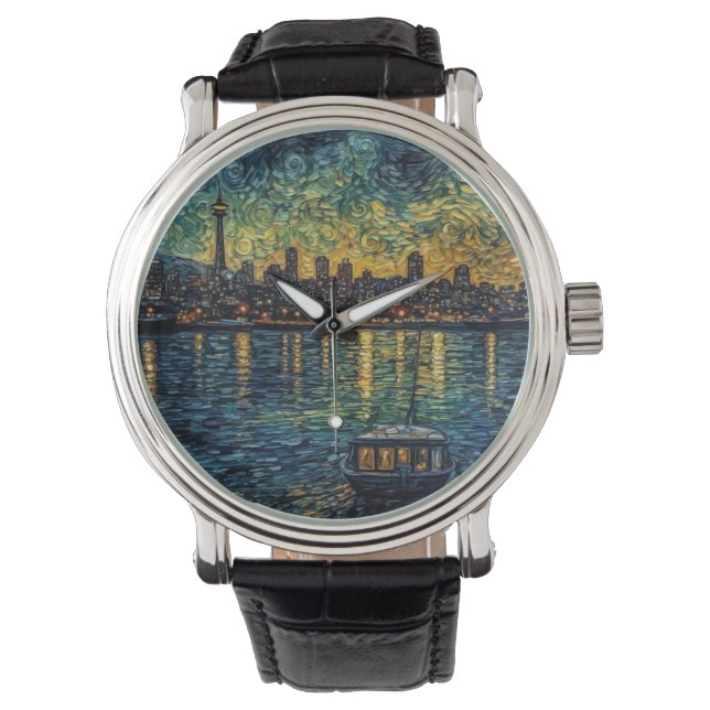 Montre Aiguille spatiale Seatle en style van Gogh (devant)