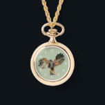Montre Ailes de faucon à l'aquarelle peinture<br><div class="desc">Peinture à l’aquarelle peinte à la main de Harris’s Hawk. Également connu sous le nom de faucon à ailes longues ou de faucon duciel. Il est perché sur le bord de la branche d'arbre ouvrant ses ailes. Ceci a été peint sur des arcs de papier pressé chaud.</div>