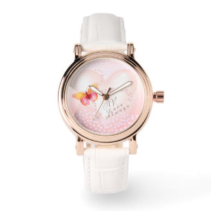 Montre Aimer toujours papillon de coeur rose