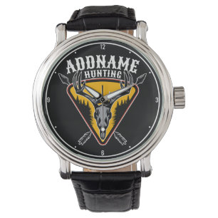 Montre AJOUTER NOM Hunter Elk Crâne Gros Antlers Chasse a