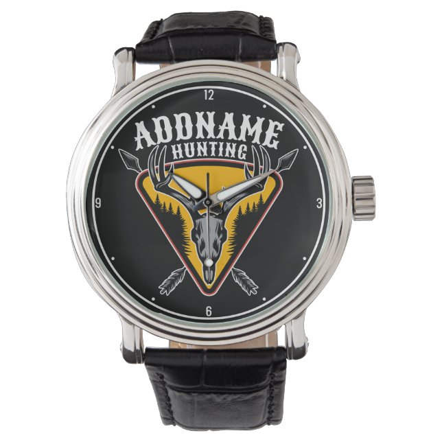 Montre AJOUTER NOM Hunter Elk Crâne Gros Antlers Chasse a (devant)