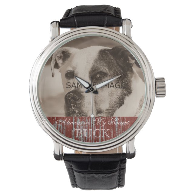 Montre Ajouter Pet Photo Custom Chien Photo Pet Memorial (devant)