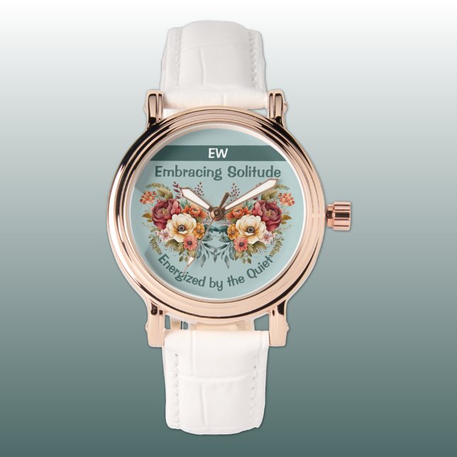 Montre Ajouter un nom introversion solitude floral vert (Créateur téléchargé)