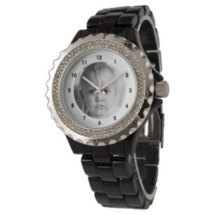 Montre Ajouter une photo de Rhinestone blanc pour maman o