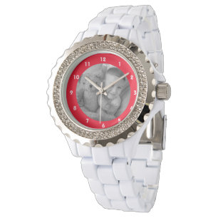 Montre Ajouter une photo de Rhinestone rouge pour maman o