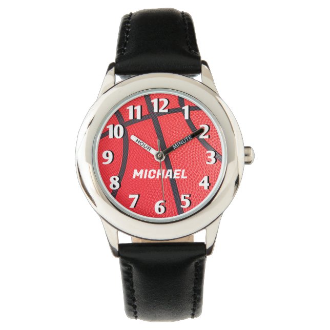 Montre Ajouter Votre Nom Basketball Kids noir (devant)