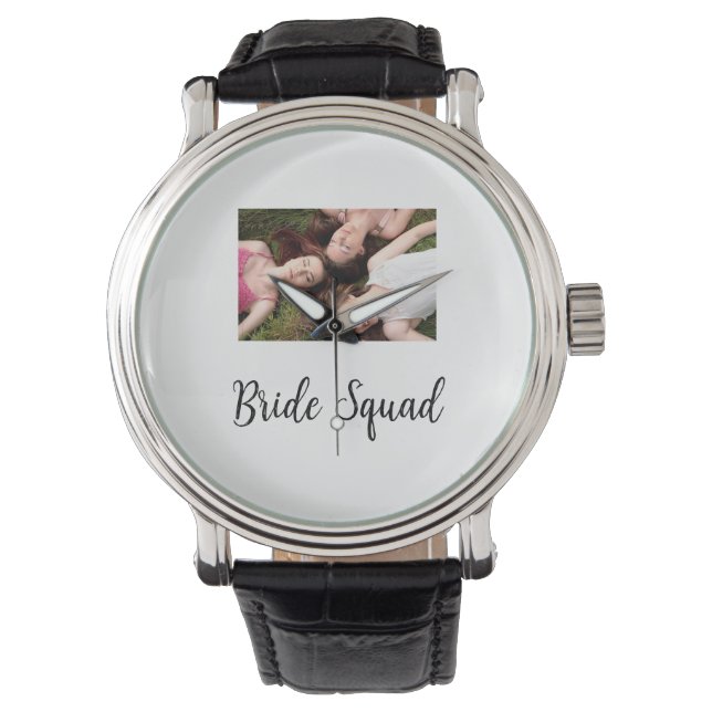 Montre Ajoutez votre nom photo bridesmaid squad marié par (devant)