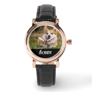 Montre Ajoutez votre propre photo de chien et nom