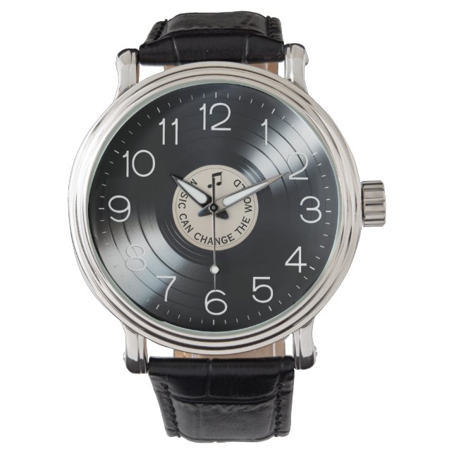 Montre Album Black Vinyl Record Avec Citation (devant)