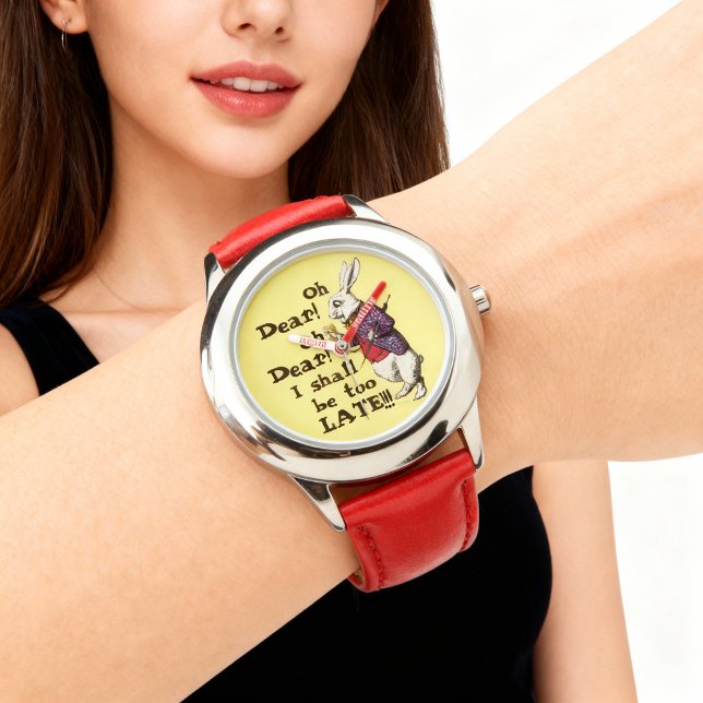 Montre Alice Au Pays Des Merveilles Citations De Lapin Bl (It is never too late to get one of this awesome Alice in the Wonderland Vintage Illustration watches)