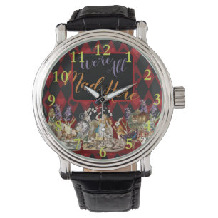 Montre Alice Aventures avec le Chat de Cheshire Fou de Wo