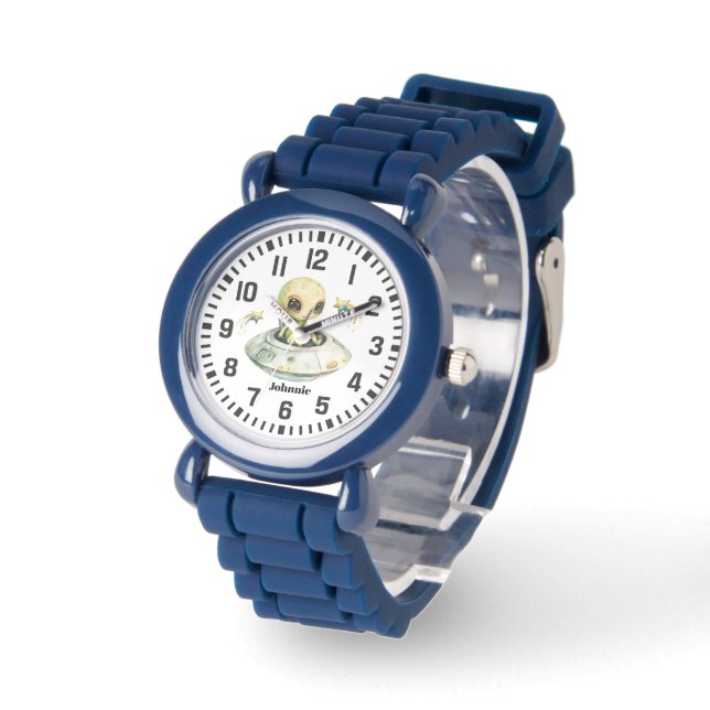 Montre Alien d'espace de nom personnalisé cool (Angle)