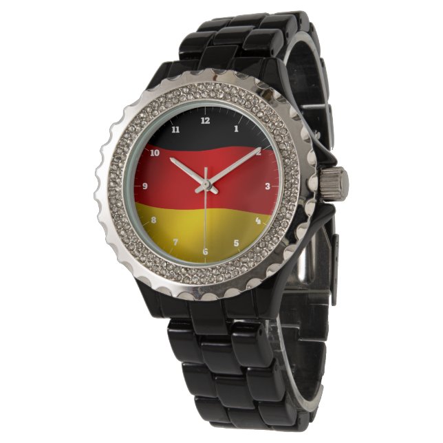 MONTRE ALLEMAGNE DRAPEAU NOIR OR ROUGE WATCH (Incliné)