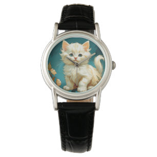 Montre Alphonse Mucha Art Nouveau Chat Blanc