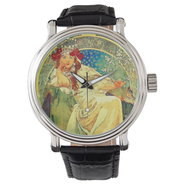 Montre Alphonse Mucha Art Nouveau Princesse Hyacinth (devant)