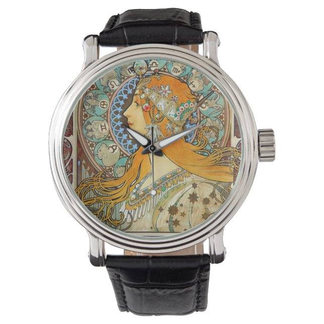 Montre Alphonse Mucha Art Nouveau Zodiac (devant)