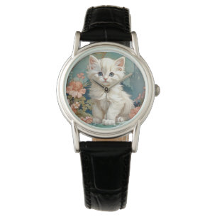 Montre Alphonse Mucha Style Chat blanc