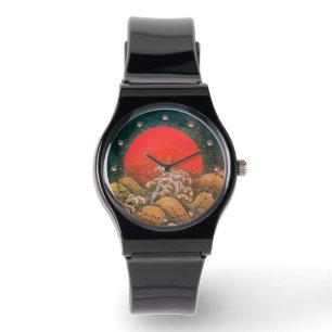 Montre AMATERASU SOLEIL GODDESS rouge, marron, noir
