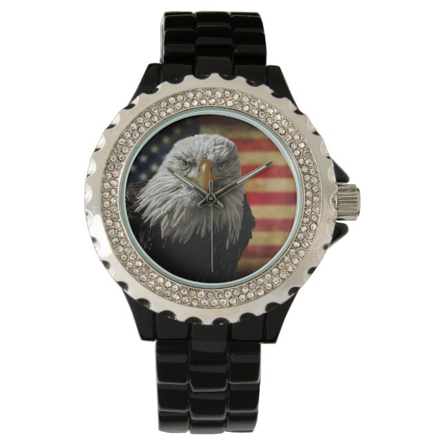 Montre American Bald Eagle on Grunge Flag (devant)