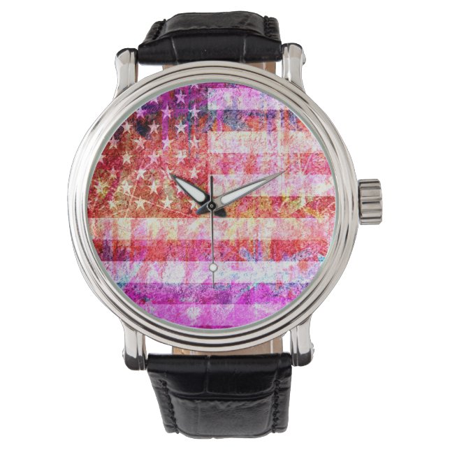 Montre American Flag Grunge art #4 (devant)