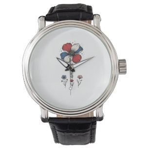 Montre Amérique Fleuriste Patriotique Vintage Vector Desi