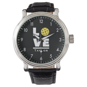 Montre Amour et vie Pickleball Fan de sports Nom personna