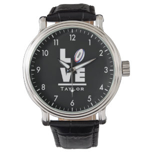 Montre Amour Et Vivant Ventilateur De Rugby Sports Nom Pe