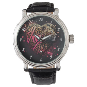 Montre Amour Graffiti Art au Coeur de Léopard            