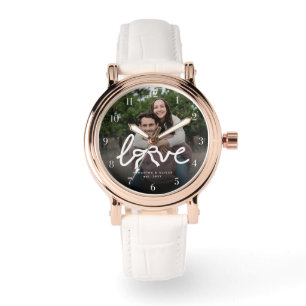 Montre Amour Moderne Couple Typographie Photo Personnalis