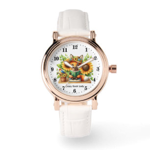 Montre Amoureux de livres de renard mignon personnalisabl