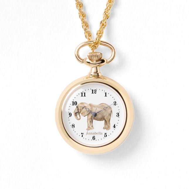 Montre amoureux d'éléphants mignons ajouter un nom (Recto)