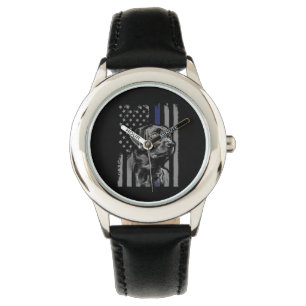 Montre Amoureux des chiens   Black Labrador American Flag