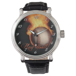 Montre Amoureux du baseball Motif de Fireball Montre-poig