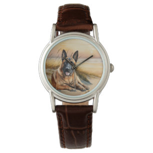Montre Amoureux du Malinois belge Plage de sable