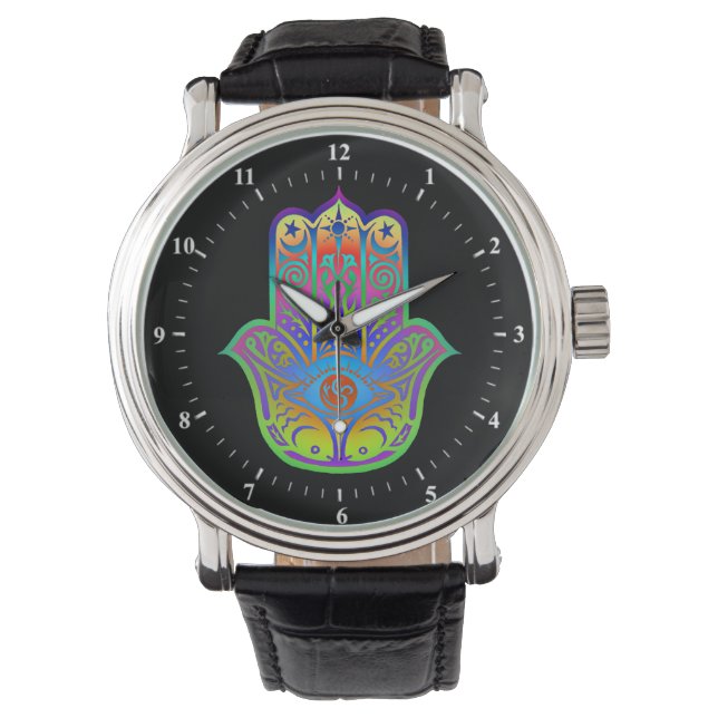Montre amulet hamsa coloré (devant)