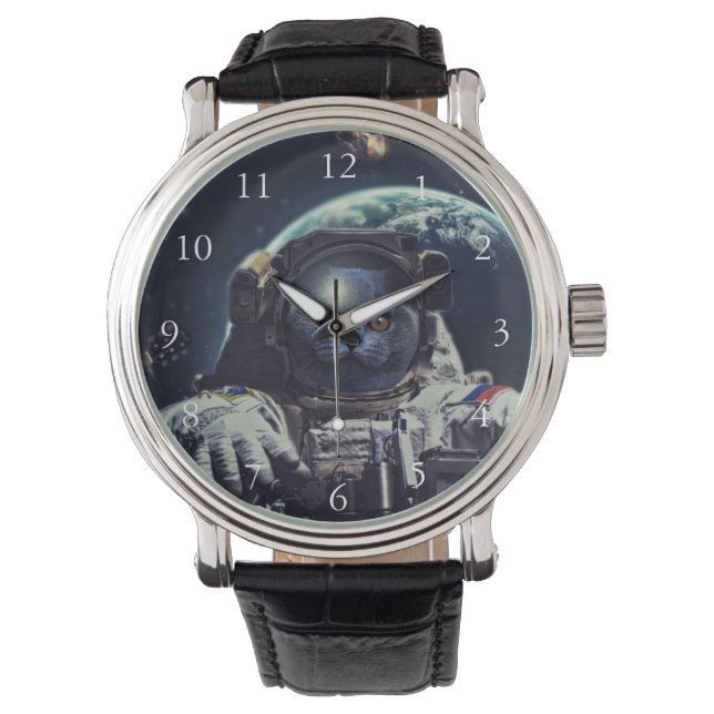Montre Amusant astronaute Shorthair Chat en Spa (devant)