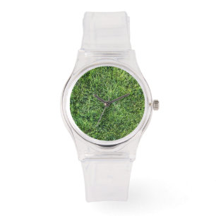 Montre Amusante herbe verte vraie texture photo motif pla