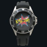 Montre Amusants Superhéros masculin livre bande dessinée<br><div class="desc">Fun Superhero Comédie Livre Kapow Black Watch</div>