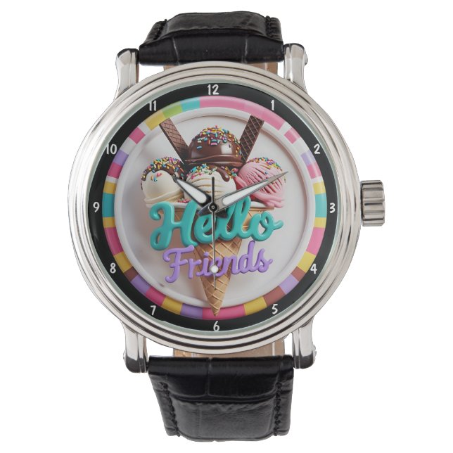 Montre Amusement de glace colorée Sprinkles Message amica (devant)