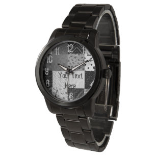 Montre amusement noir et blanc de cru de tissu de