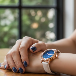 Montre analogique pour femme en cuivre rose flocon