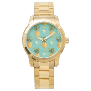 Montre Ananas Lumineux Sur Motif Géométrique