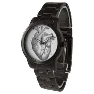 Montre Anatomique Coeur Dames Bracelet en acier noir Mont