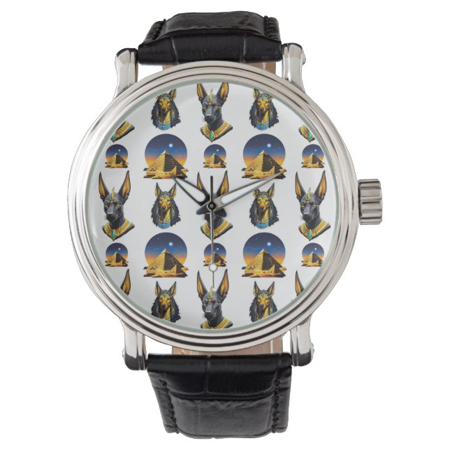 Montre Ancienne Egypte Pyramide Anubis Motif Design (devant)