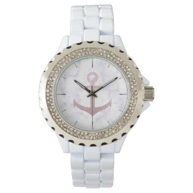 Montre Ancrage de parties scintillant en or rose classiqu (devant)