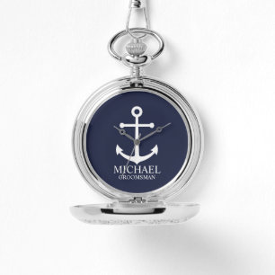 Montre Ancre Bleue marine Nautique Groomsmen personnalisé